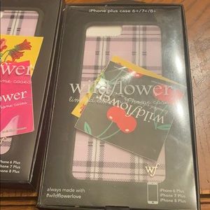 Purple Plaid iPhone 6+ 7+ 8+ case. 2 stickers